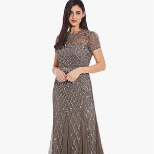 Adrianna Papell Gunmetal Evening Gown size 14  Next to new. No tags worn once